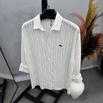 LACOSTE PREMIUM OVERSIZE ÇİZGİLİ MUSLIN KETEN GÖMLEK
