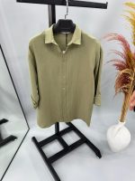 PREMIUM OVERSIZE MUSLIN KETEN KUMAŞ GÖMLEK (YEŞİL)
